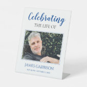 青いお祝いと記念撮影 台座サイン (正面)