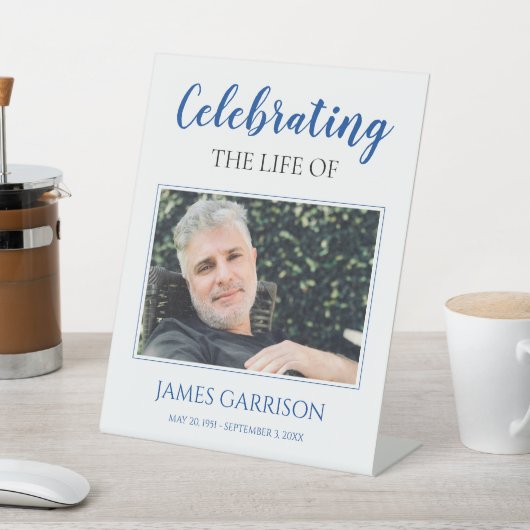 青いお祝いと記念撮影 台座サイン (インサイチュ)