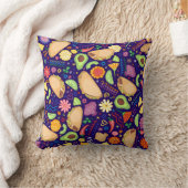 青いお祝いのメキシコ食糧及び花のタコスのフェスタ クッション (ブランケット)