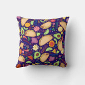 青いお祝いのメキシコ食糧及び花のタコスのフェスタ クッション (裏面)