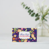 青いお祝いのメキシコ食糧及び花のフェスタのタコス 名刺 (スタンド正面)