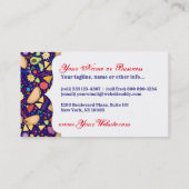 青いお祝いのメキシコ食糧及び花のフェスタのタコス 名刺 (裏面)