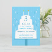 青いお誕生日ケーキとバルーン | 招待状 (スタンド正面)