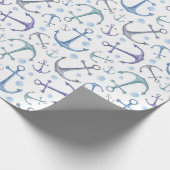 青いかりの水色。パタ航海のーンモダン ラッピングペーパー (角)