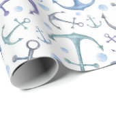 青いかりの水色。パタ航海のーンモダン ラッピングペーパー (ロールコーナー)