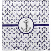 青いかりパター航海のンテーマ シャワーカーテン (正面)