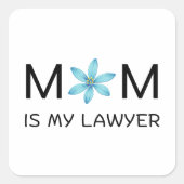 青いかわいいかわいいステッカー – 植物花のスティッカー スクエアシール (正面)