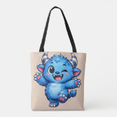 青いかわいいモンスター トートバッグ (裏面)