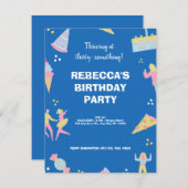 青いかわいい＆風変わりなアイスクリームピザの誕生日パーティー (正面/裏面)