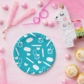 青いかわいらしいナースのテーマの紙皿 ペーパープレート (パーティー)