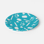 青いかわいらしいナースのテーマの紙皿 ペーパープレート (アングル)