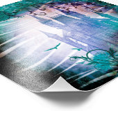 青いかわいらしおとぎ話ファンタジーガーデンキャッスル フォトプリント            (角)