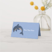 青いかわいらしジャンピングドルフィンホワイトストマック プレイスカード (裏面)