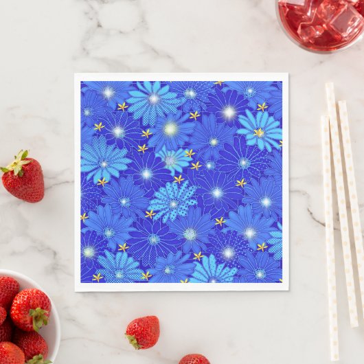 青いかわいらしデイジーパターン スタンダードランチョンナプキン (インサイチュ)