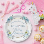 青いかわいらしフローラ男の子のシャワー ペーパープレート (パーティー)