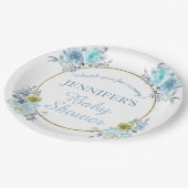 青いかわいらしフローラ男の子のシャワー ペーパープレート (アングル)