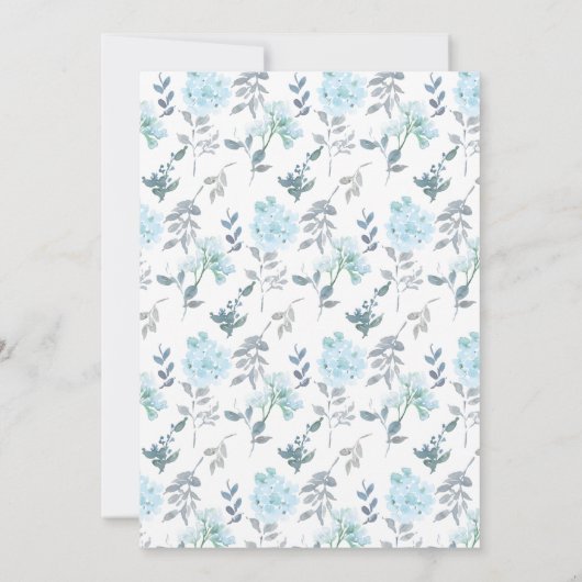 青いかわいらしフローラ男の子のシャワー 招待状 (裏面)