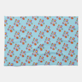 青いかわいらしラディバグと花のパターンのキッチン キッチンタオル (横)
