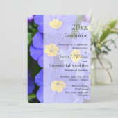 青いかわいらし庭の花の卒業招待状。 招待状 (スタンド正面)