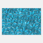 青いかわいらし房の花フローラ抽象芸術 ラッピングペーパーシート (正面)