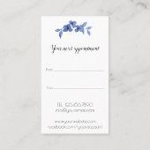 青いかわいらし水色の可愛い女の子バラ-フローラ 予約カード (裏面)