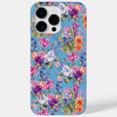 青いかわいらし背景にカントリーガーデンの花 Case-Mate iPhoneケース (裏面)