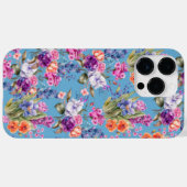 青いかわいらし背景にカントリーガーデンの花 Case-Mate iPhoneケース (裏面 (横))