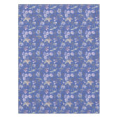 青いかわいらし背景に紫の花のパターン テーブルクロス (正面)