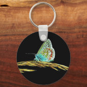 青いかわいらし蝶の草の写真 キーホルダー (正面)