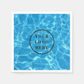 青いきらめくスイミングプールの水あなたのロゴを追加 スタンダードカクテルナプキン (正面)