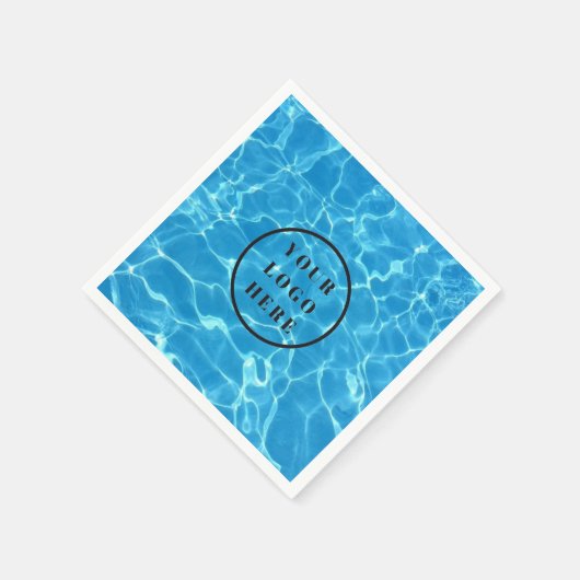 青いきらめくスイミングプールの水あなたのロゴを追加 スタンダードカクテルナプキン (角)