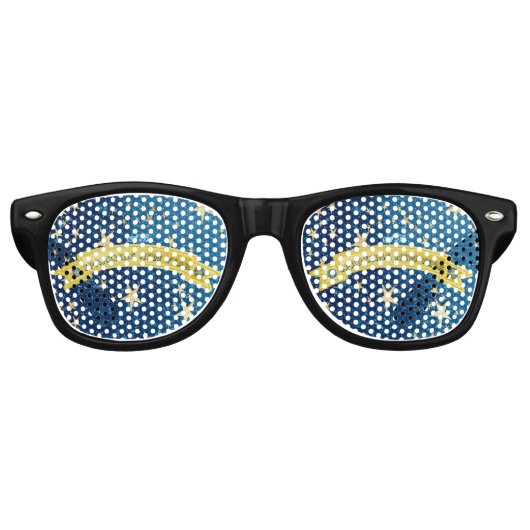 青いきらめく新年ゴールデンダークスターリーナイト レトロサングラス (正面)