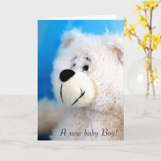 青いくま カード (黄色い花)