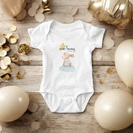 青いくらかのバニーが黄星気球に到着した ベビーボディスーツ