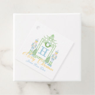 青いくるみ割り車のChinoiserieクリスマスギフトタグ フェイバータグ