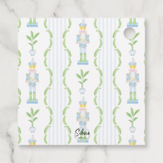 青いくるみ割り車のChinoiserieクリスマスギフトタグ フェイバータグ (裏面)