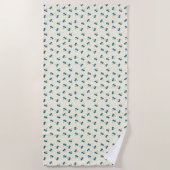 青いさくらんぼパターン ビーチタオル (正面)