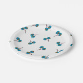 青いさくらんぼパターン ペーパープレート (アングル)