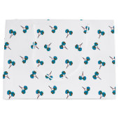 青いさくらんぼパターン ラージペーパーバッグ (正面)