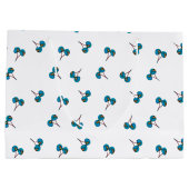 青いさくらんぼパターン ラージペーパーバッグ (裏面)