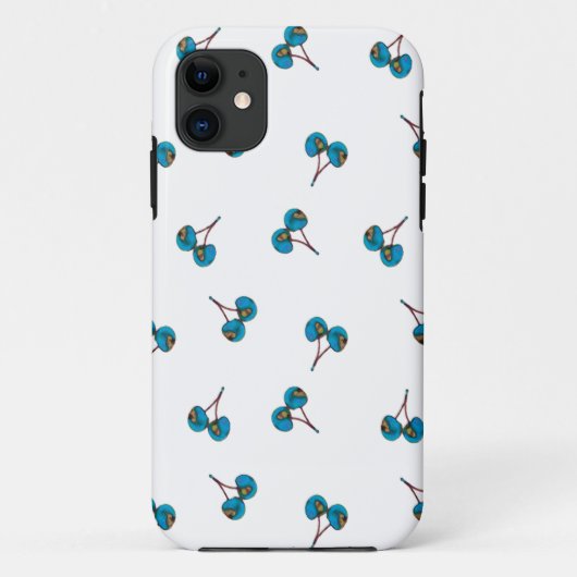 青いさくらんぼパターン Case-Mate iPhoneケース (裏面)