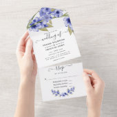 青いさくらんぼ結婚が一つの招待状に咲く オールインワン招待状 (貼ってはがせる)