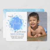 青いしぶきの写真の招待状 招待状 (正面/裏面)