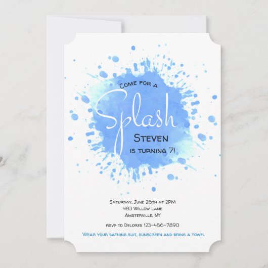 青いしぶきの招待状 招待状 (正面)