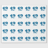 青いだれでものための第13誕生日白で ラッピングペーパー (フラット)