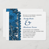 青いちりばめられたレースのカトリック教徒の結婚式招待状 招待状 (正面/裏面)