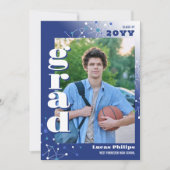 青いつながり2 in 1写真の卒業 招待状 (正面)