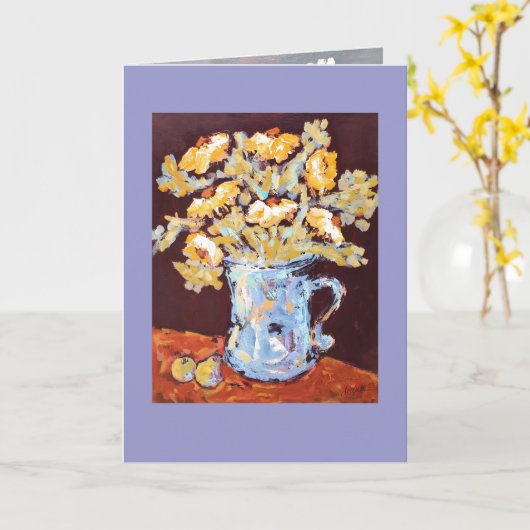 青いつぼカード カード (黄色い花)