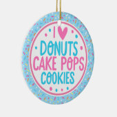 青いつや消しと振りかける私はドーナツのケーキが大好きポップ・アートの セラミックオーナメント (右)