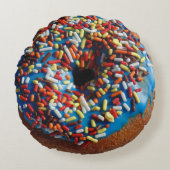 青いつや消しにドーナツピロー ラウンドクッション (正面)